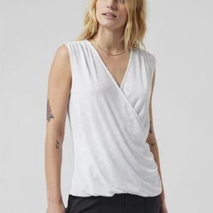 Athleta White Sleeveless Wrap Blouse